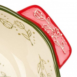 Форма для запекания керамика, 22х35 см, овальная, Красные веточки, Y4-9764