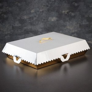 Упаковка для пирожныx, BON BON, премиум, золотое основание, 42,5 x 32,5 x 10 см