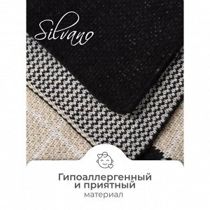Плед 1.5-спальный, 110х130 см, 100% полиэстер, Клетка с мишками, черно-белый, A120019