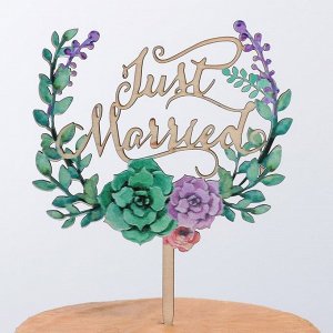 Топпер на торт 16x13 см "Just Married"