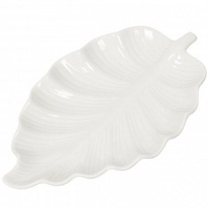 Блюдо керамика, фигурное, 12х20х2 см, белое, Лист, Y4-3730