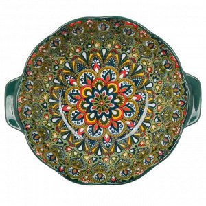 Салатник керамика, 1.2 л, 24х20 см, Самарканд, Y4-9770, зеленый