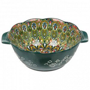 Салатник керамика, 1.2 л, 24х20 см, Самарканд, Y4-9770, зеленый