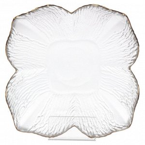 Блюдо стекло, для салата, фигурное, 20х16.5х6.5 см, с золотой отводкой, Лилия, A050011