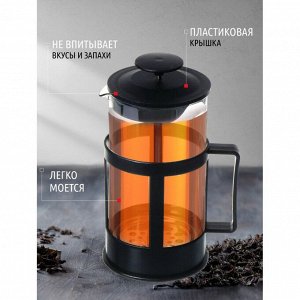 Френч-пресс 1 л, стекло, пластик, Daniks, черный