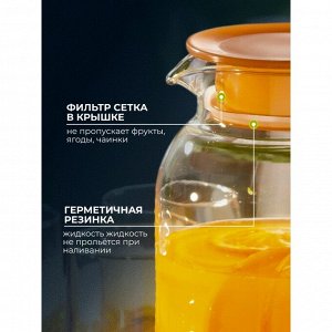 Набор для горячих и холодных напитков боросиликатное стекло, 7 предметов, кувшин 1.8 л, 6 стаканов 240 мл, Медовый соблазн, B050171