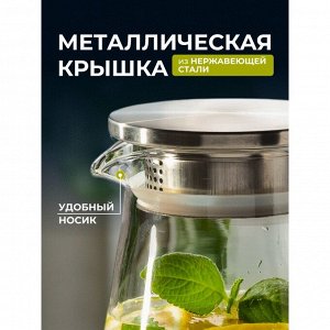 Набор для горячих и холодных напитков боросиликатное стекло, 7 предметов, кувшин 1.8 л, 6 стаканов 240 мл, Кристальная дымка, B050172