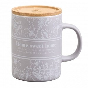 Кружка фарфор, 400 мл, Sweet home, с бамбуковой крышкой, Lefard, 756-479
