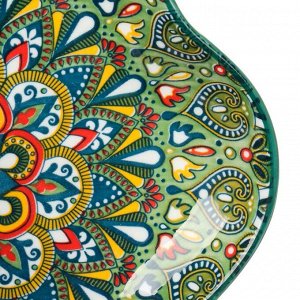 Блюдо керамика, 20 см, зеленое, Самарканд, Y4-9768