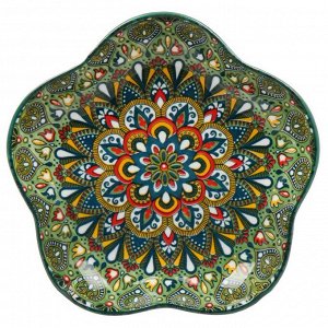 Блюдо керамика, 20 см, зеленое, Самарканд, Y4-9768