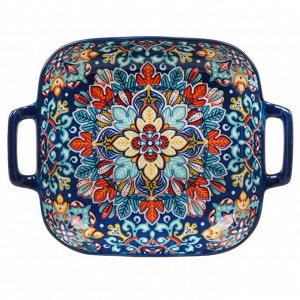 Блюдо керамика, 18х23.5 см, синее, Самарканд, Y4-9758