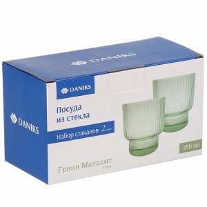 Стакан 350 мл, стекло, 2 шт, Daniks, Грани Малахит, STSD8494P