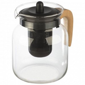 Чайник заварочный стекло, 1.5 л, с ситечком, с деревянной ручкой, Mallony, La Caffetteria, 910134