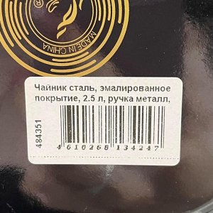 Чайник сталь, эмалированное покрытие, 2.5 л, ручка металл, Daniks, Черный мрамор, индукция, Y4-8971