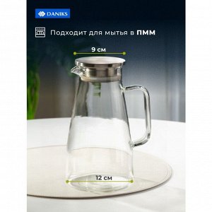 Кувшин стекло, 1.6 л, с металлической крышкой, Daniks, Кувшин, Y6-6478