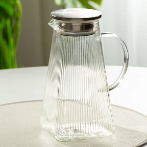 Кувшин боросиликатное стекло, 1.6 л, с крышкой, Вертикаль, B050173, для горячих и холодных напитков