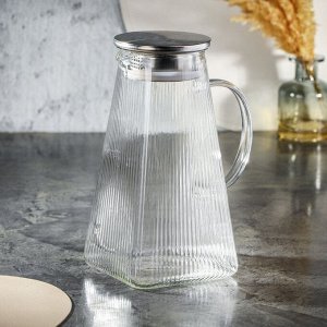 Кувшин боросиликатное стекло, 1.6 л, с крышкой, Вертикаль, B050173, для горячих и холодных напитков