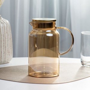 Кувшин боросиликатное стекло, 1.5 л, с крышкой, Медовый, Y4-9736, для горячих и холодных напитков