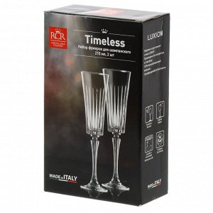 Бокал для шампанского, 210 мл, хрустальное стекло, 2 шт, RCR, Timeless, 62860