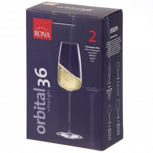 Бокал для шампанского, 360 мл, хрустальное стекло, 2 шт, Repast@Rona, Orbital, 63156