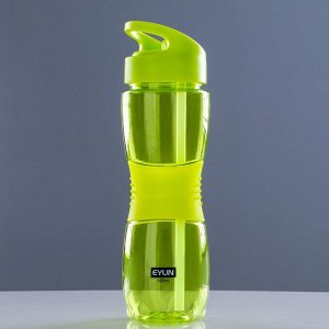 Бутылка для воды 650 мл, прозрачная, с резиновой вставкой, 7х24.5 см, микс