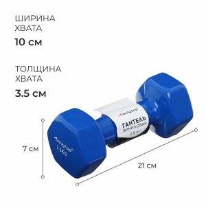 Гантель виниловая ONLYTOP, 2.5 кг, цвет синий