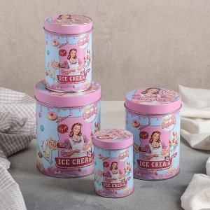 Набор банок для сыпучих продуктов Ice cream, 10,6?14/8,8?12,5/7,5?11/6?9 см, 4 шт