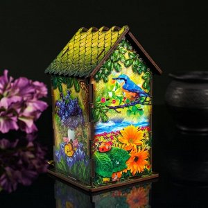 Чайный домик "Домик с корзинкой цветов", 9,8x9,8x17,4 см