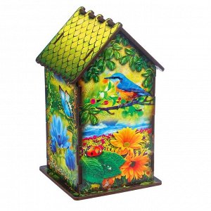 Чайный домик "Домик с корзинкой цветов", 9,8x9,8x17,4 см