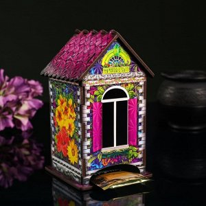 Чайный домик "Домик с цветами", 9,8x9,8x17,4 см