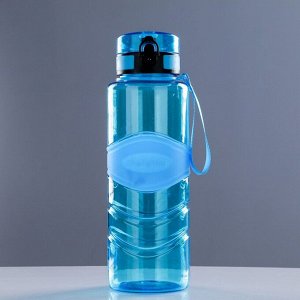 Бутылка для воды 1350 мл, с резиновой вставкой ромбик, на браслете, микс, 8.5х27 см