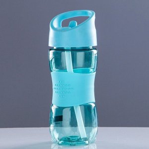 Бутылка для воды 400 мл, спортивная, вставка силиконовая посередине, микс, 7х19 см