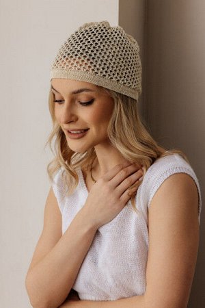 Шапочка льняная 16-03а золотой люрекс