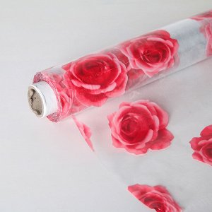 Клеёнка ПВХ Доляна «Розы», ширина 137 см, толщина 0,07 мм, рулон 30 метров