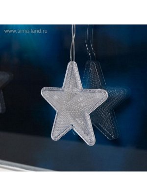 Гирлянда «Бахрома» 2.4x0.9 м с насадками «Звёздочки», IP20, прозрачная нить, 186 LED, свечение синее, 8 режимов, 220 В