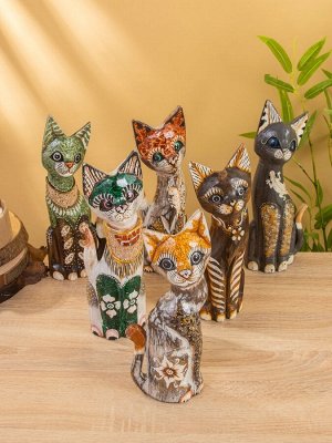 Сувенир «Кошка в ошейнике», 10x4x30 см, дерево, МИКС
