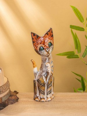 Сувенир «Кошка в ошейнике», 10x4x30 см, дерево, МИКС