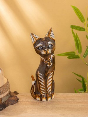 Сувенир «Кошка в ошейнике», 10x4x30 см, дерево, МИКС