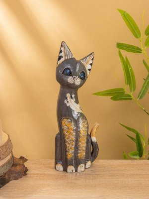 Сувенир «Кошка в ошейнике», 10x4x30 см, дерево, МИКС