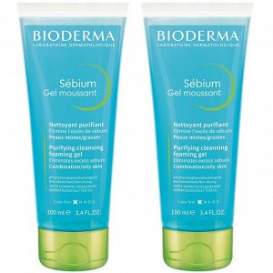 Биодерма Очищающий гель для лица, 2 х 100 мл (Bioderma, Sebium)