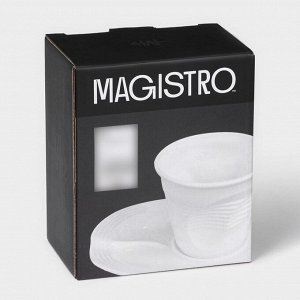 Кофейная пара фарфоровая Magistro «Бланш», 2 предмета: чашка 80 мл, блюдце 13x10.5 см