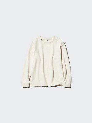 UNIQLO - тёплый и уютный флисовый лонгслив - 01 OFFWHITE