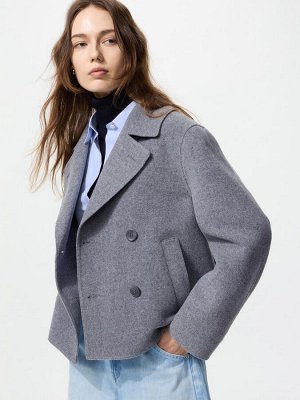 UNIQLO - двухстороннее укороченное пальто в расслабленном крое - 06 GRAY