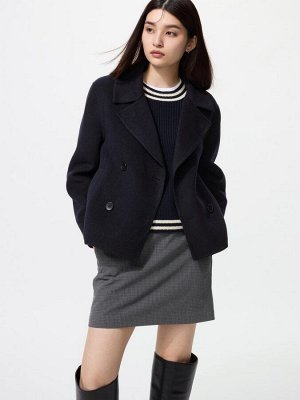 UNIQLO - двухстороннее укороченное пальто в расслабленном крое - 69 NAVY