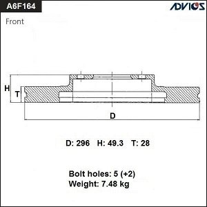 Диск тормозной ADVICS, арт. A6F164B