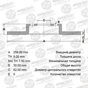 Диск тормозной Avantech, арт. BR0135S
