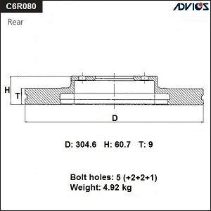 Диск тормозной ADVICS, арт. C6R080B