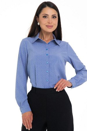 Рубашка Деловой стиль (горошек, блу)
