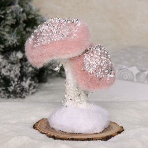 Фигурка новогодняя "Весёлые грибочки" 16*10*20 см, Розовый
