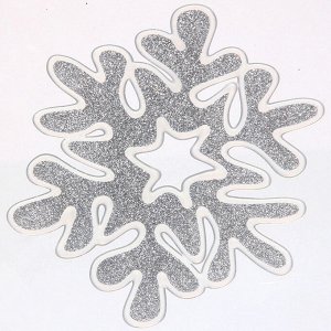Наклейка  "Серебрянная снежинка" 15*20, серебро